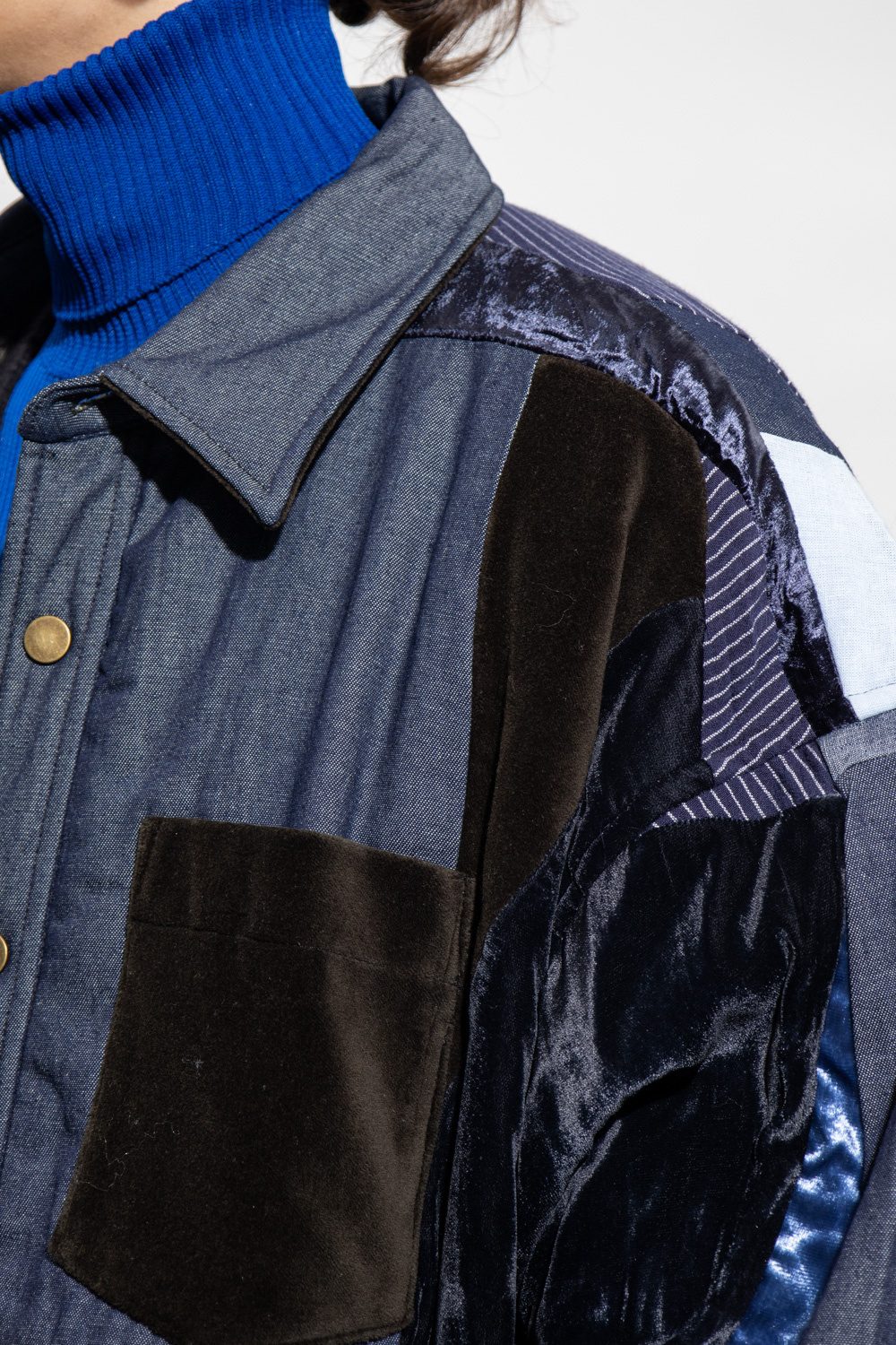 eyewear Silver m Shirts - Navy blue Patchwork jacket Acne